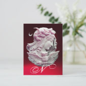 ANTIEK KAMMEO, MEERDAME NACHT MET OWL MONOGRAM FEESTDAGENKAART (Staand voorkant)