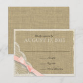 Antiek Kant Blush Bow Country Response Kaart (Voorkant / Achterkant)