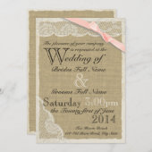 Antiek Kant Blush Bow Land Bruiloft Kaart (Voorkant / Achterkant)