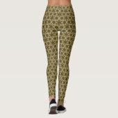 Antiek kant - chocoladebruin en beige leggings (Achterkant)