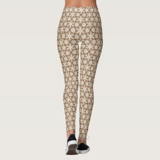 Antiek kant - crème en chocoladebruin leggings (Achterkant)