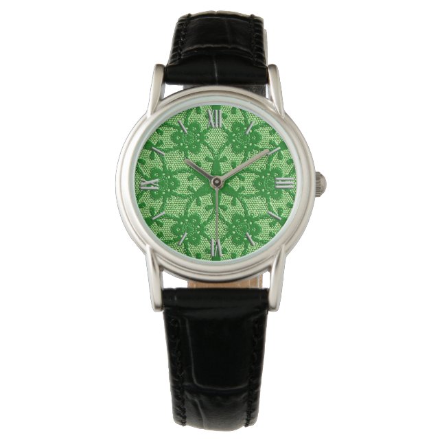 Antiek kant - emerald en kalkgroen horloge (Voorkant)