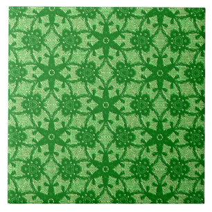 Antiek kant - emerald en kalkgroen tegeltje