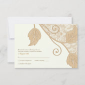 Antiek Kant En Bladeren Trouwantwoord Kaart (Voorkant)