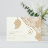 Antiek Kant En Bladeren Trouwantwoord Kaart (Staand voorkant)