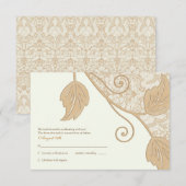 Antiek Kant En Bladeren Trouwantwoord Kaart (Voorkant / Achterkant)