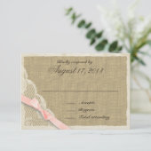 Antiek kant en blush Country Response Kaart (Staand voorkant)