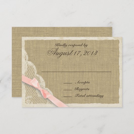 Antiek kant en blush Country Response Kaart (Voorkant / Achterkant)