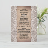 antiek kant en rustieke burlap huwelijksuitnodigin kaart (Staand voorkant)