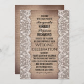 antiek kant en rustieke burlap huwelijksuitnodigin kaart (Voorkant / Achterkant)