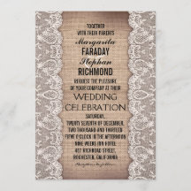 antiek kant en rustieke burlap huwelijksuitnodigin