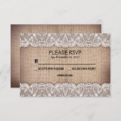 antiek kant en rustieke jute bruiloft RSVP kaarten (Voorkant / Achterkant)