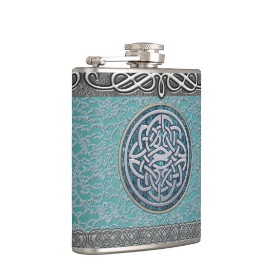 Antiek kant en zilverdecor Keltische Knot Flask Heupfles (Rechts)