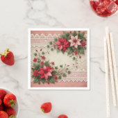 Antiek kant Floral Poinsettia Border Découpage Servet (Insitu)