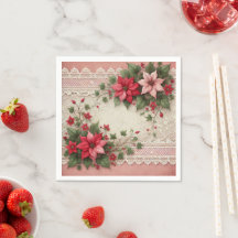 Antiek kant Floral Poinsettia Border Découpage