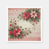 Antiek kant Floral Poinsettia Border Découpage Servet (Voorkant)