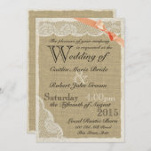 Antiek kant koraal boog land bruiloft kaart (Voorkant / Achterkant)