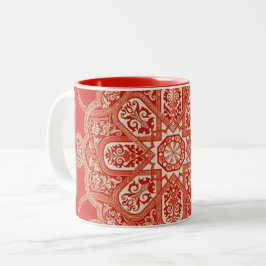 Antiek kant mandala geometrisch patroon tweekleurige koffiemok