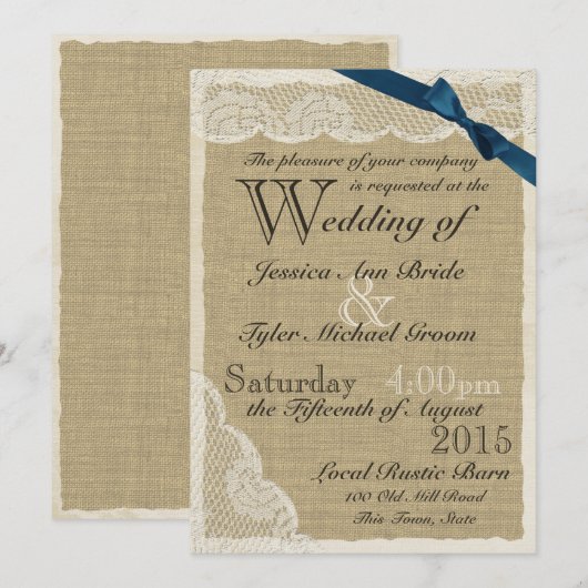 Antiek Kant Marine Bow Country Bruiloft Kaart (Voorkant / Achterkant)