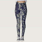 ANTIEK KANT PATROON LEGGINGS BLAUW EN GRIJS (Voorkant)