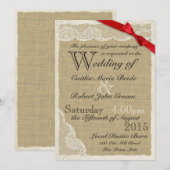 Antiek kant rode boog land bruiloft kaart (Voorkant / Achterkant)