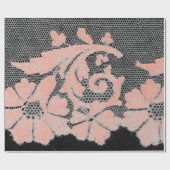 ANTIEK KANT ROZE EN ZWART inpakpapier (Vlak)