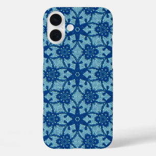 Antiek kant - saffier en bleek blauw iPhone 16 plus hoesje