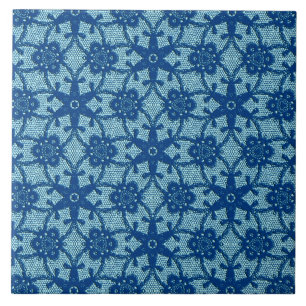 Antiek kant - saffier en bleek blauw tegeltje