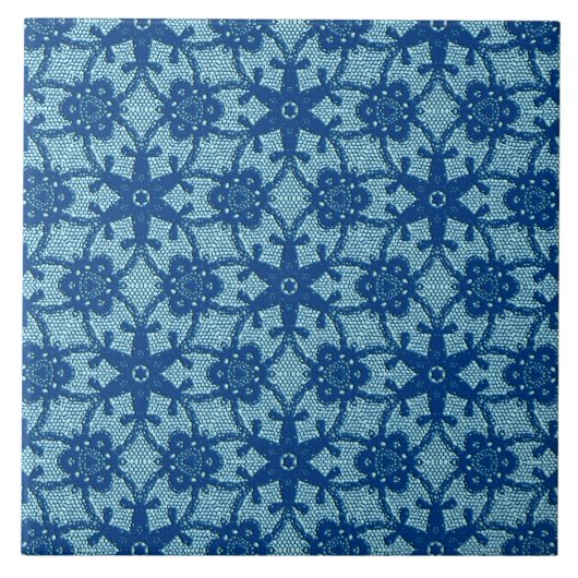 Antiek kant - saffier en bleek blauw tegeltje (Voorkant)