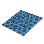 Antiek kant - saffier en bleek blauw tegeltje (Zijkant)