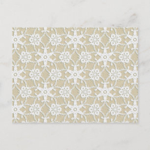 Antiek kant - wit en beige briefkaart