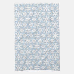 Antiek kant - wit en hemelblauw theedoek