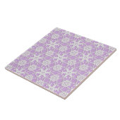 Antiek kant - wit en lavender tegeltje (Zijkant)