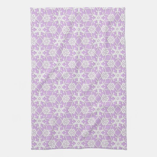 Antiek kant - wit en lavender theedoek (Verticaal)