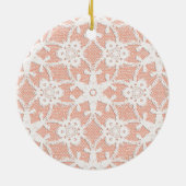 Antiek kant - wit en perzik keramisch ornament (Achterkant)