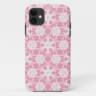 Antiek kant - wit en roos roze Case-Mate iPhone case