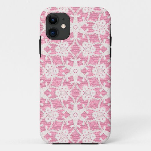Antiek kant - wit en roos roze Case-Mate iPhone case (Achterkant)