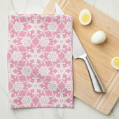 Antiek kant - wit en roos roze theedoek (Quarter Fold)
