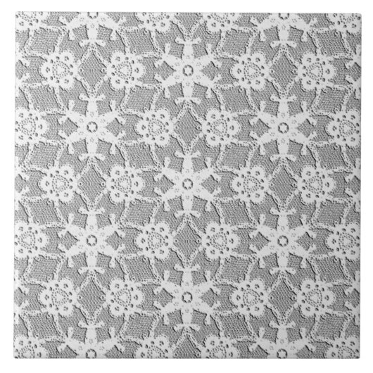 Antiek kant - wit en zilvergrijs tegeltje (Voorkant)