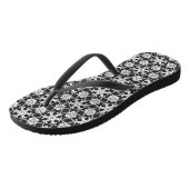 Antiek kant - wit en zwart teenslippers (Schuin)