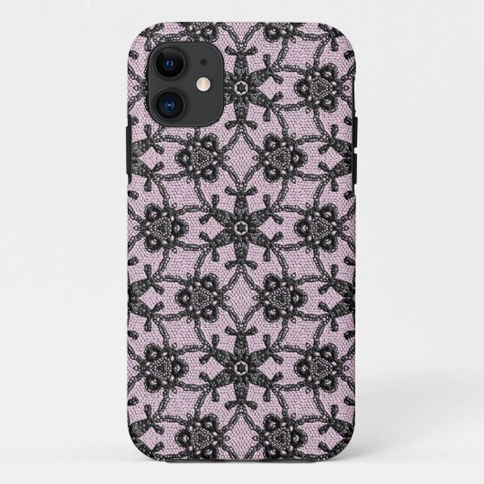 Antiek kant - zwart en ijsroze Case-Mate iPhone case (Achterkant)