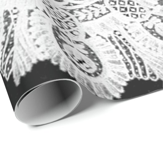 ANTIEK KANT ZWART EN WIT inpakpapier (Rol Hoek)