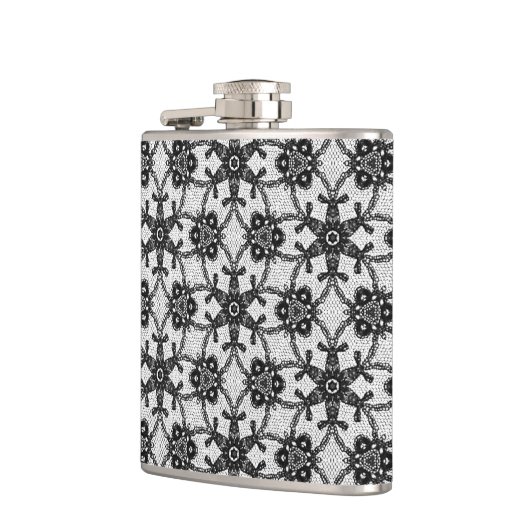 Antiek kant - zwart-wit heupfles (Links)