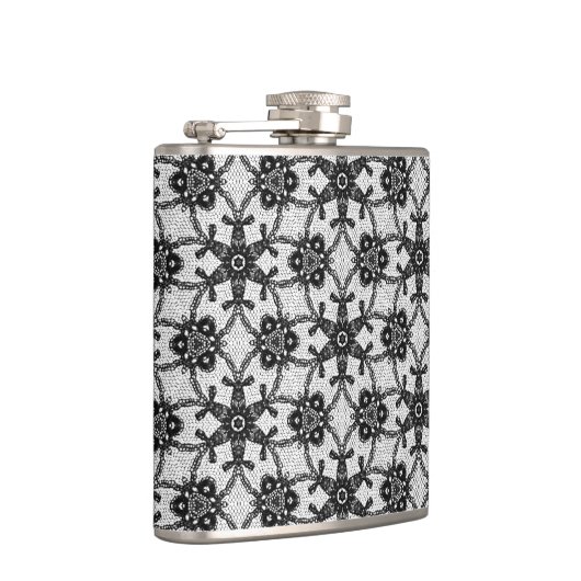 Antiek kant - zwart-wit heupfles (Rechts)