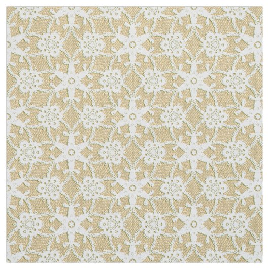 Antiek kantdruk - wit en beige stof (Swatch)