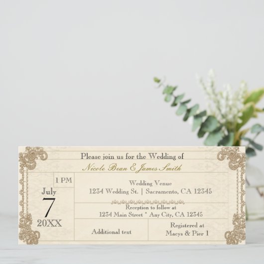 Antiek  kanten elegante bruiloft uitnodigingen (Staand voorkant)