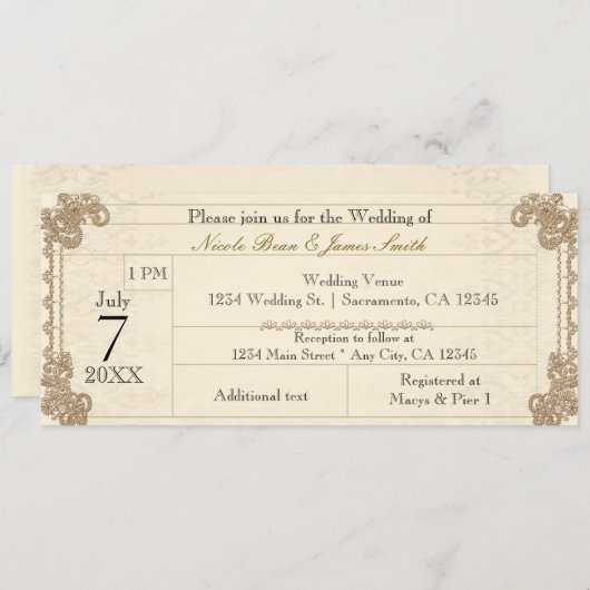 Antiek  kanten elegante bruiloft uitnodigingen (Voorkant / Achterkant)