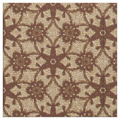Antiek kanten print - chocolade en beige stof (Close Up)