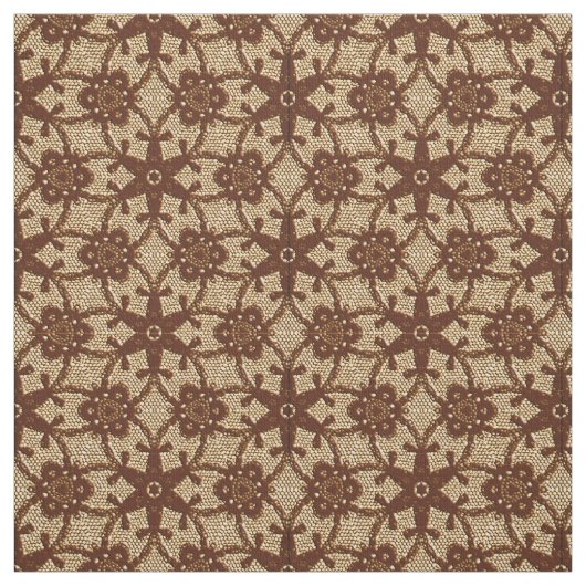 Antiek kanten print - chocolade en beige stof (Swatch)