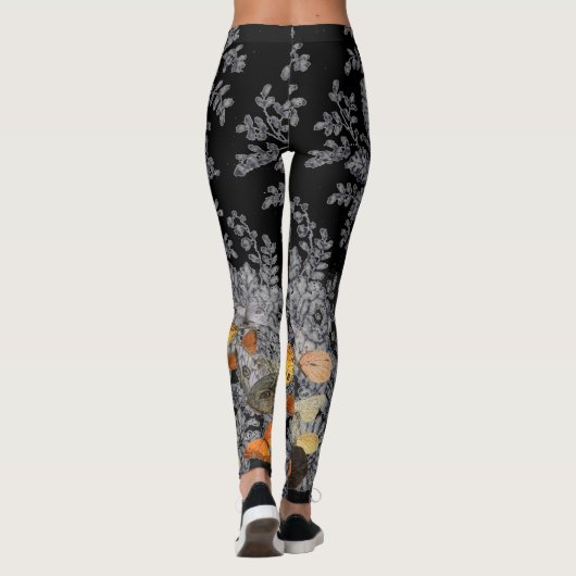 ANTIEK KANTPATROON VLINDERS ZWARTE LEGGINGS (Achterkant)